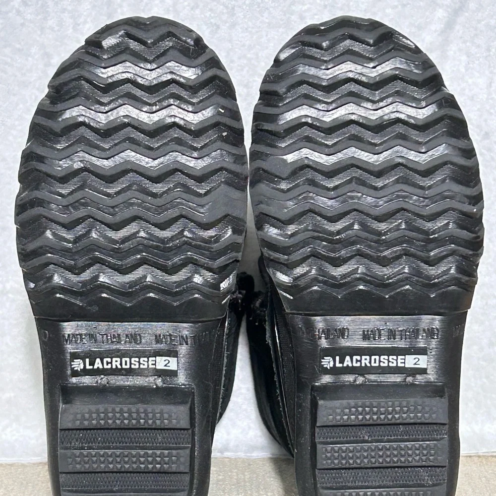 Lacrosse Kids Black PineTop Leather/Nylon Upper Lace Winter Snow Boots SZ US 2